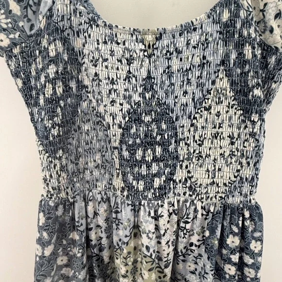 VTG Women's Size Medium Dress Blue Y2K 90s Fairy Boho Floral Milkmaid Coquette - Picture 3 of 10